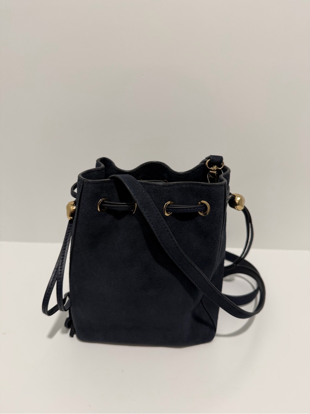 NEW Madewell The Mini Drawstring Crossbody Bucket Bag in deep indigo suede NW512 - Picture 6 of 10